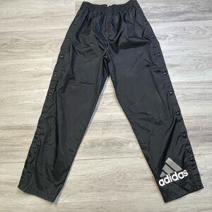 Y2K adidas Black Mesh Lined Track pants with Buttoned hem sz M